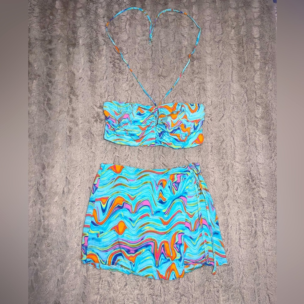 Two Piece Skirt and Crop Top Set